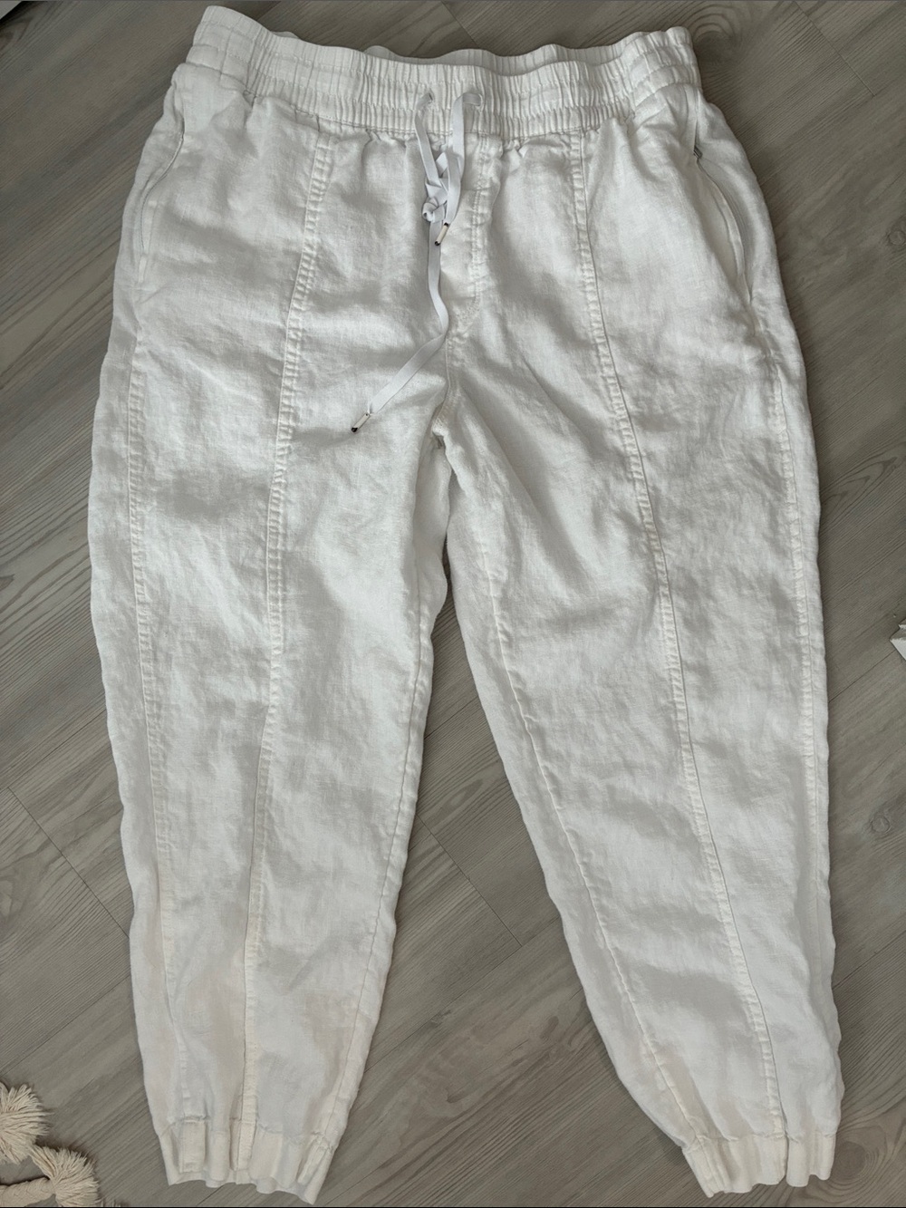Athleta Size L Retreat Linen High Rise Ankle Pant - White - Picture 3 of 6